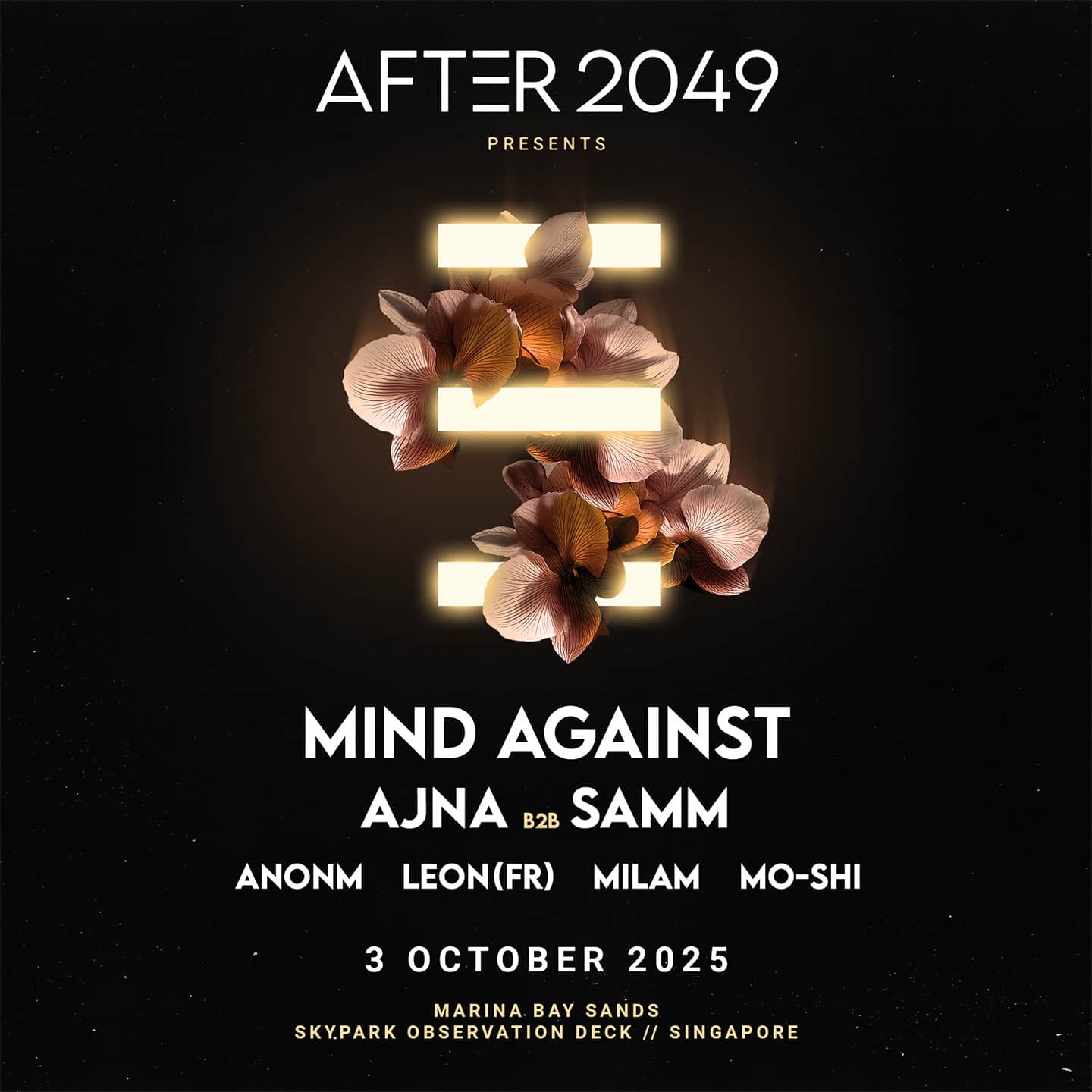 event poster of after 2049, the 2025 edition at Marina Bay Sands SkyPark during F1 weekend