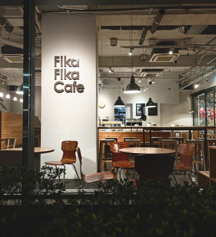 View from outside into the Fika Fika coffee shop