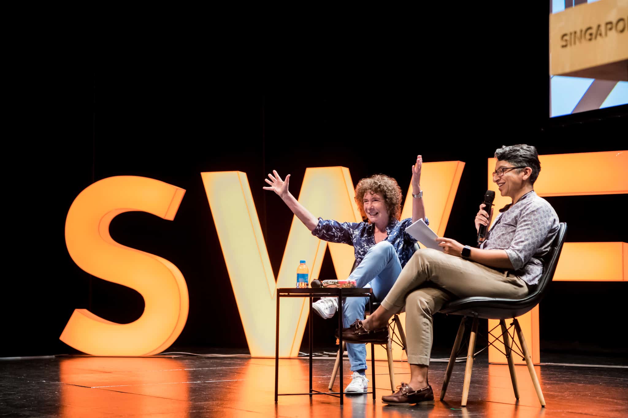 Jeanette Winterson addressing a sold-out crowd at her Festival Keynote Talk