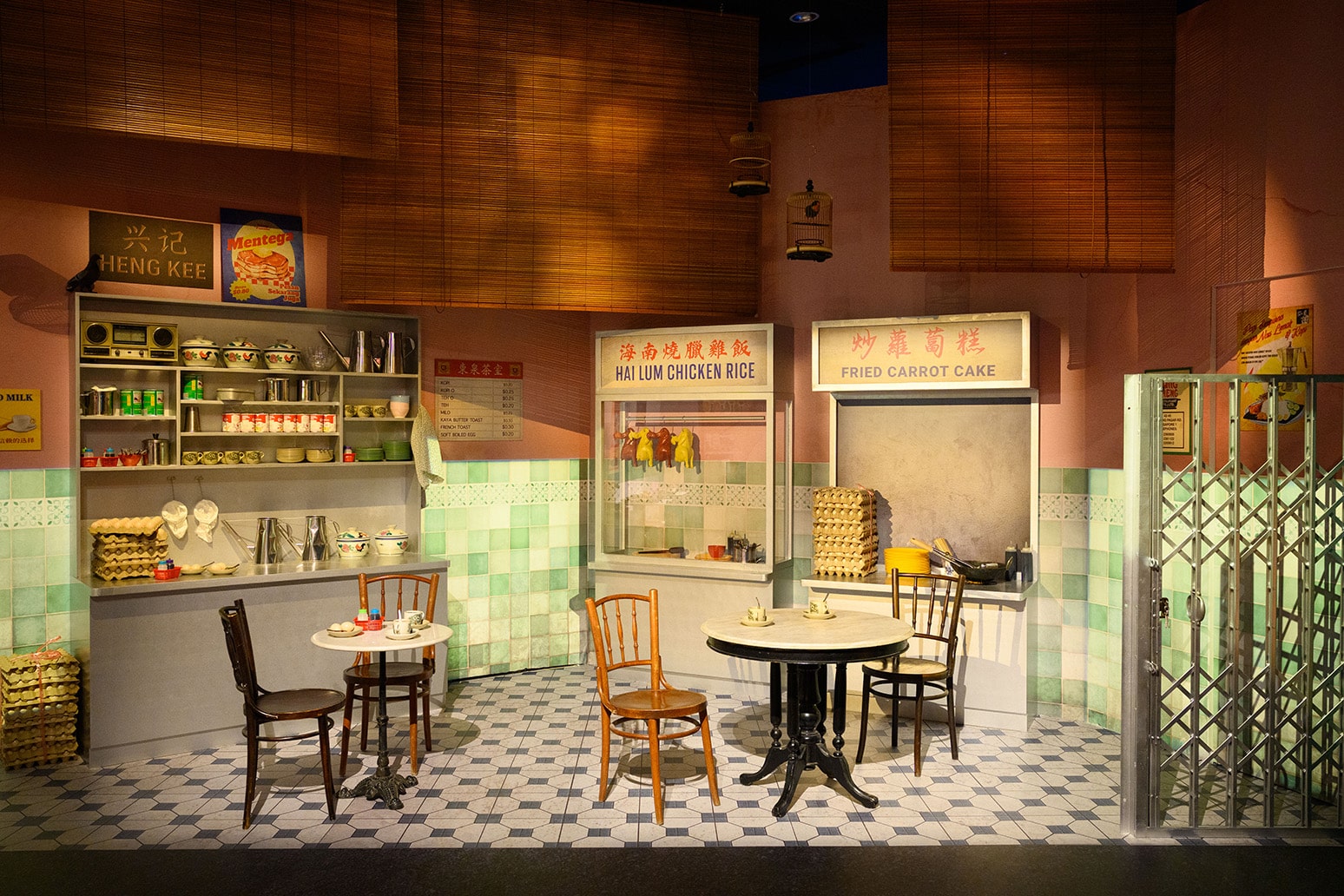Recreated 1960s Singapore coffee shop at the “SingaPop! 60 Years of Singapore Pop Culture” exhibition in ArtScience Museum.