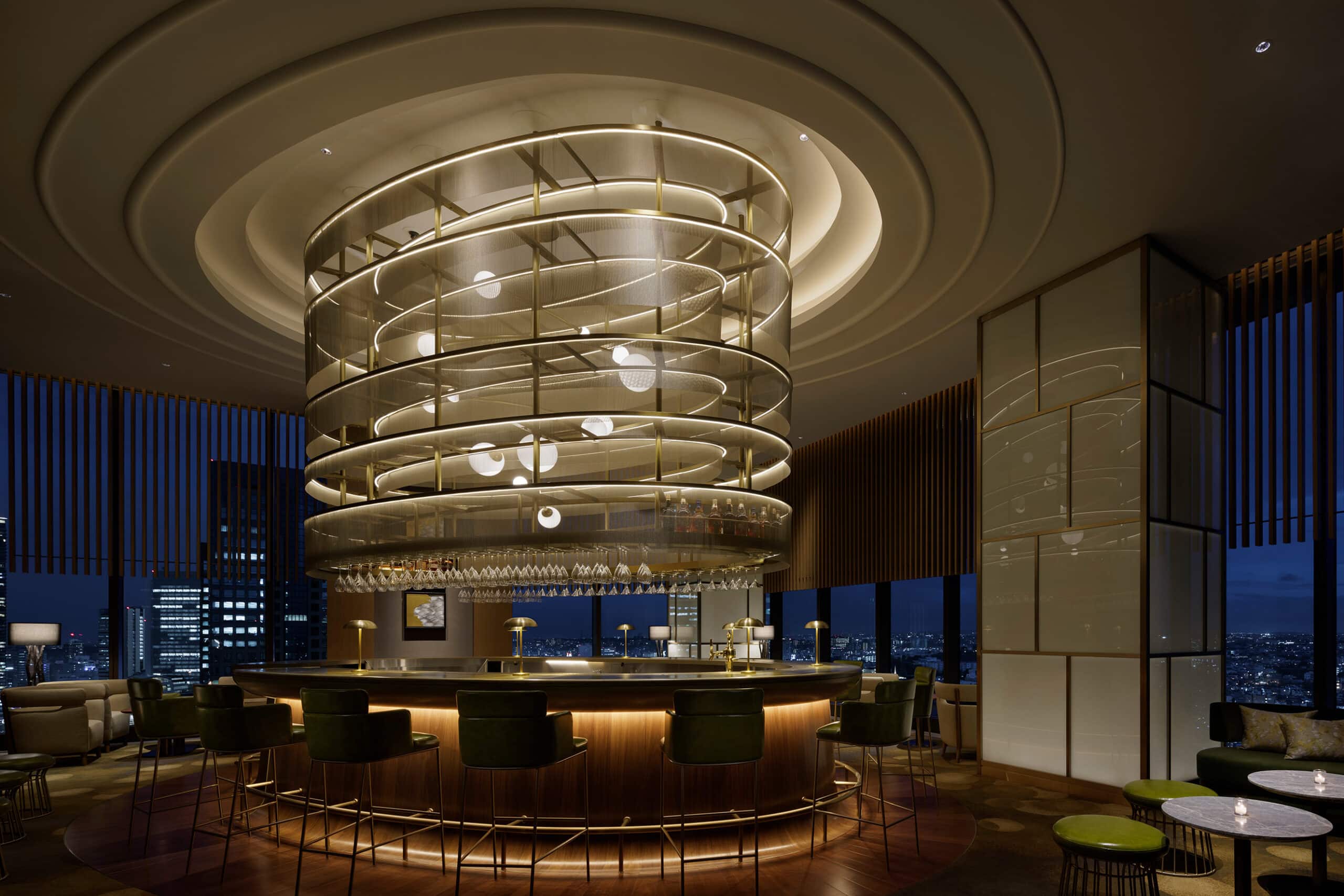 Code Bar at The Westin Yokohama – a dramatic circular bar with skyline views, bespoke cocktails, and modern Japanese design in a luxury Yokohama hotel setting.