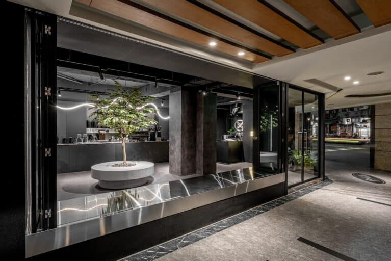 Outside view into Xover coffee shop.